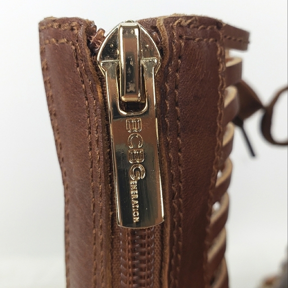 BCBGeneration Toffee Malbon Peep-toe Lace Up Wedge Boots/Booties Size 8.5 - Picture 11 of 11